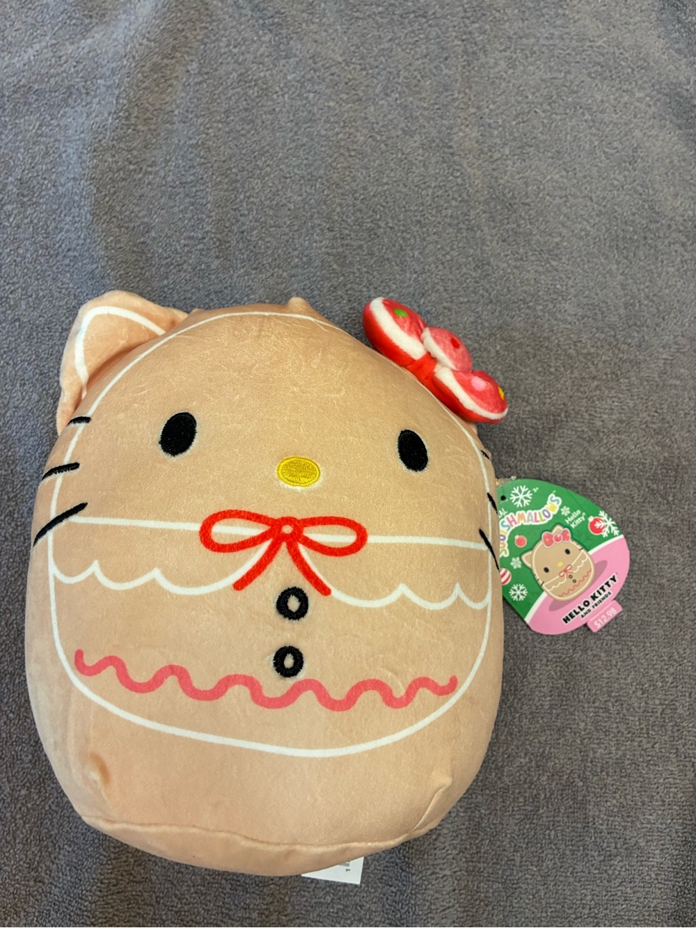 Hello Kitty Beige Plush with Red Bow and Pink Trim